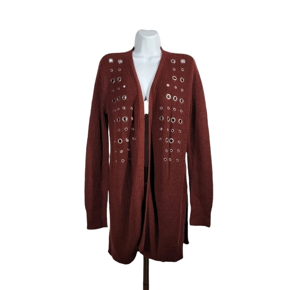 OPEN FRONT CARDIGAN WITH GROMMET DETAIL